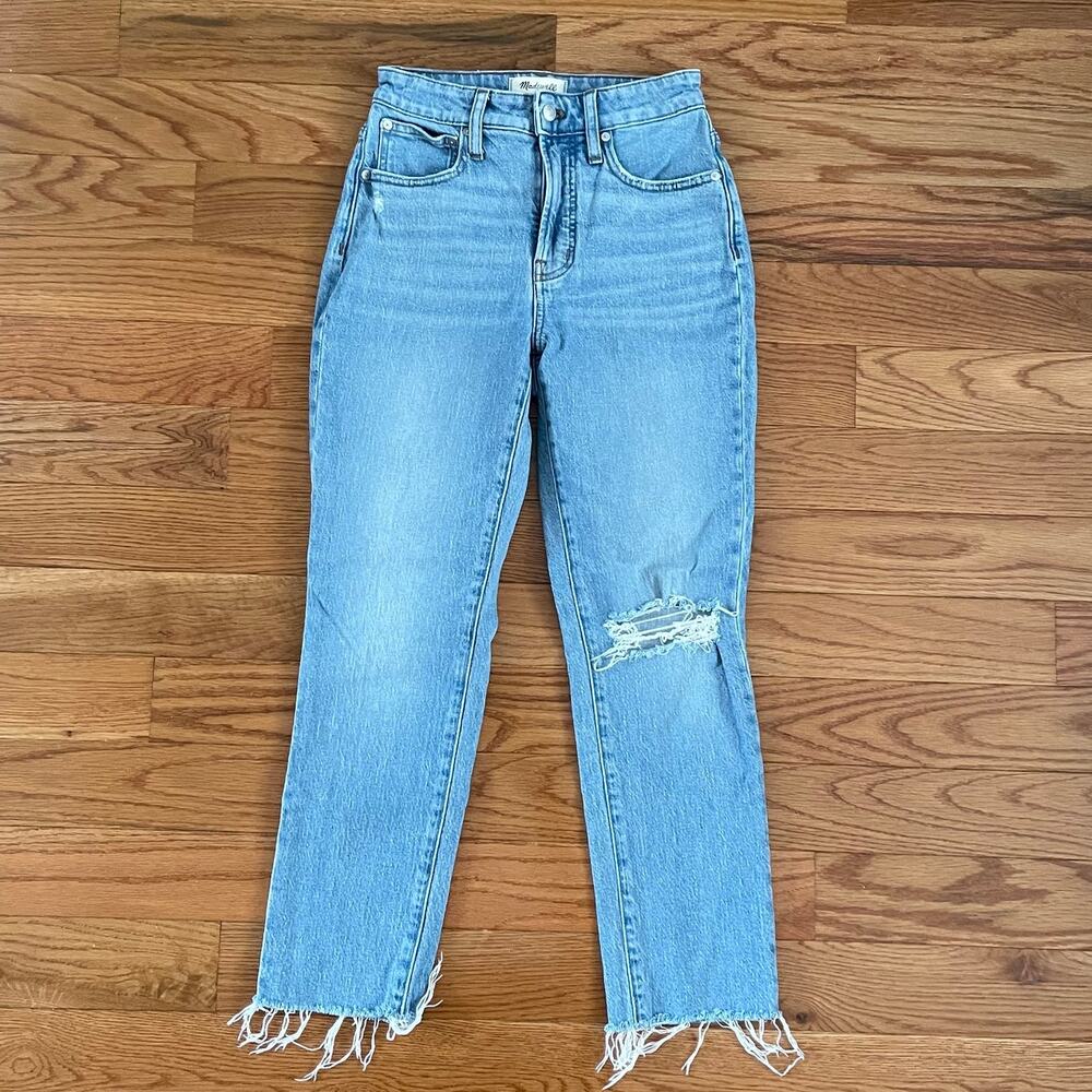 Madewell Womens 25 Curvy Perfect Vintage Jeans Coney Wash Destroyed ND630